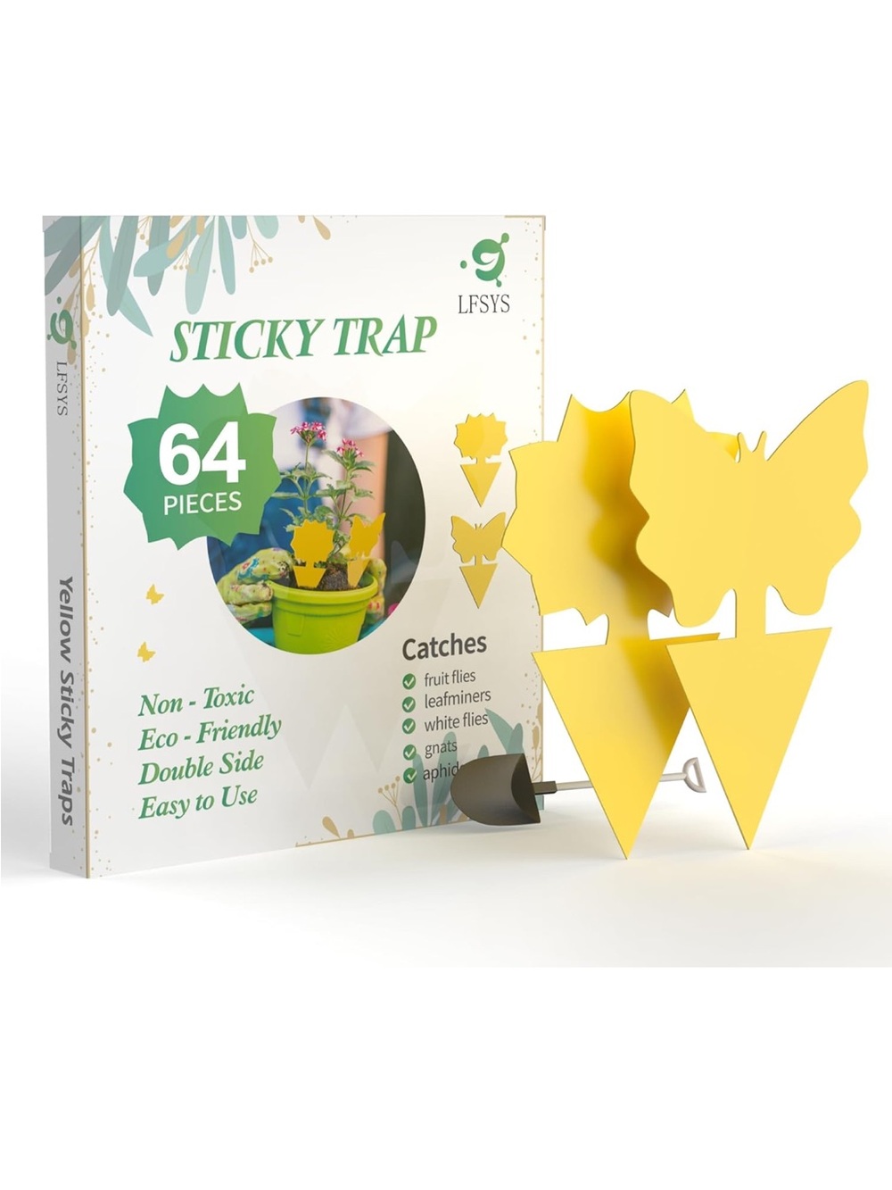 Yellow Sticky Trap - 64 Pieces Garden Pest Control